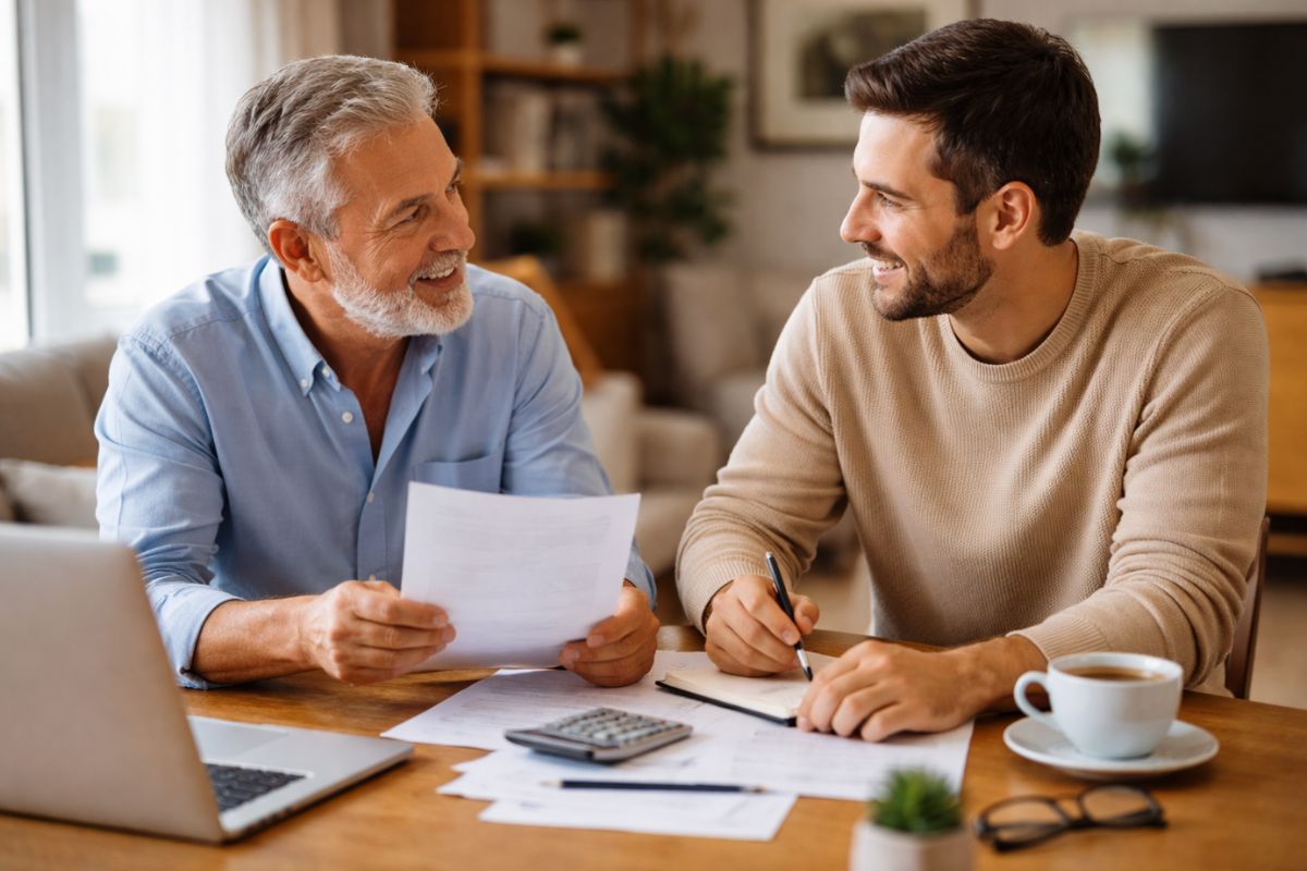 padre e hijo planificando pacto sucesorio